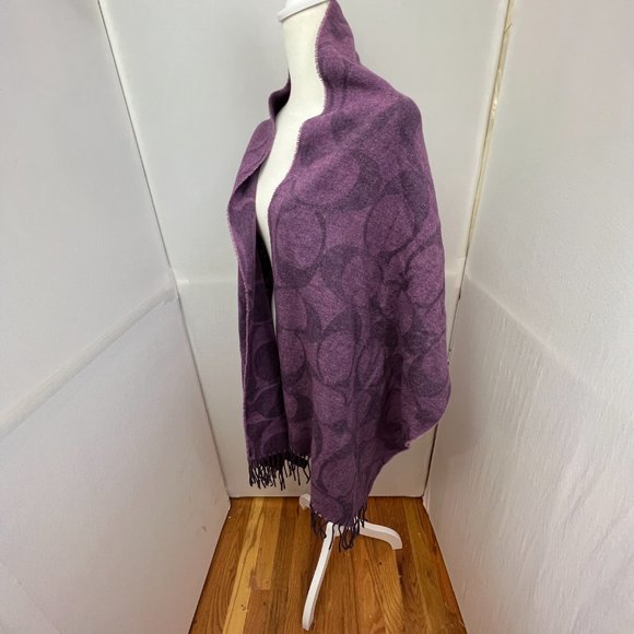 Coach Wool Silk Angora Cashmere Blend Logo Scarf - Picture 5 of 7